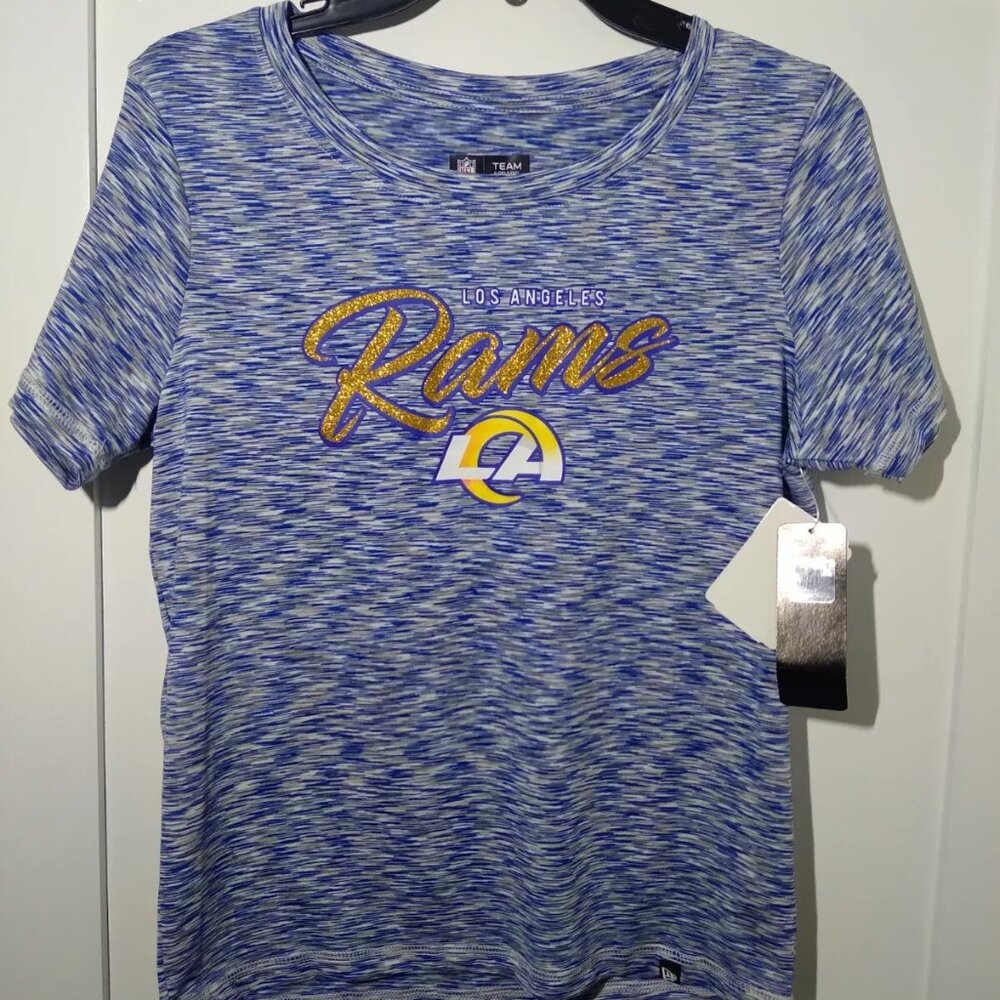 New Era Los Angeles Rams On Field Apparel Women’s Blue T-Shirt Size Medium